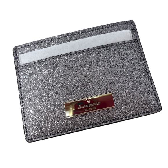 Kate Spade Glitter Cardholder Trio Pink, Green & Silver. Holiday Gift New in Box - Picture 3 of 14